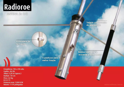 Antena Roe Vhf Base 136 A 174mhz 2x5/8   R$198 — Miniatura 1