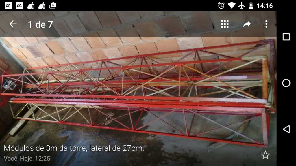 TORRE DE 15M NÃO AUTOPORTANTE NA CIDADE DO RJ, ACOMPANHA TODO O MATERIAL PARA ESTAIAMENTO. — Foto 1
